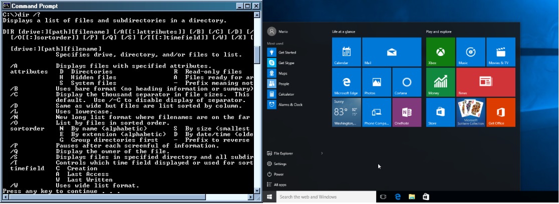 Terminal interface vs. graphical user interface