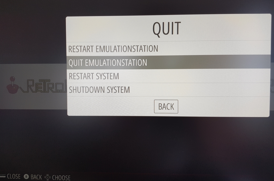 quit to terminal from retropie emulationstation