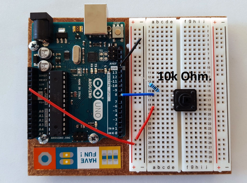 push button and pull-down resistor