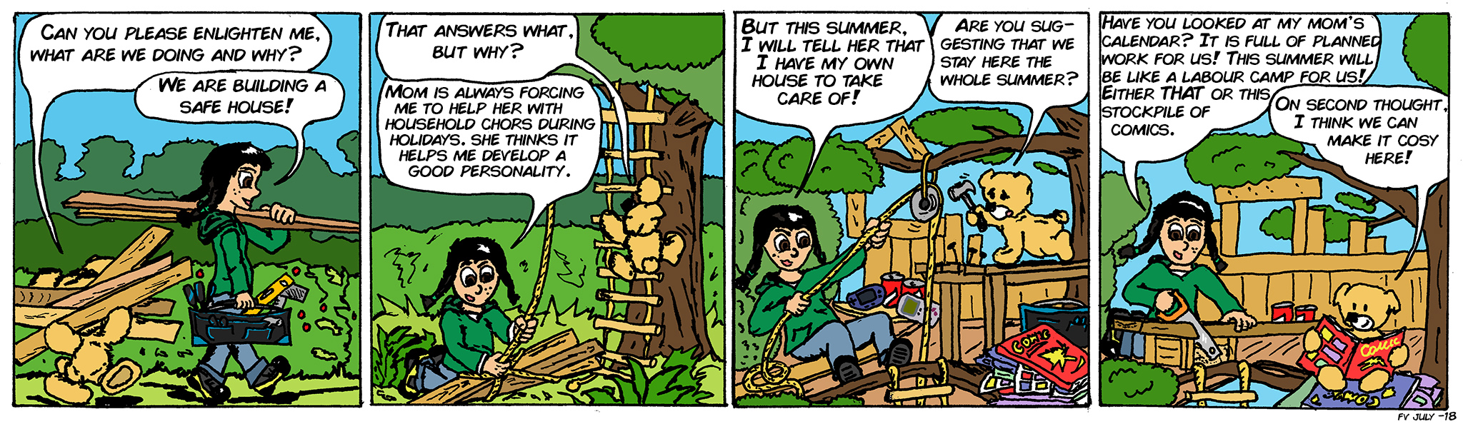 Maria&Mishka building a treehouse