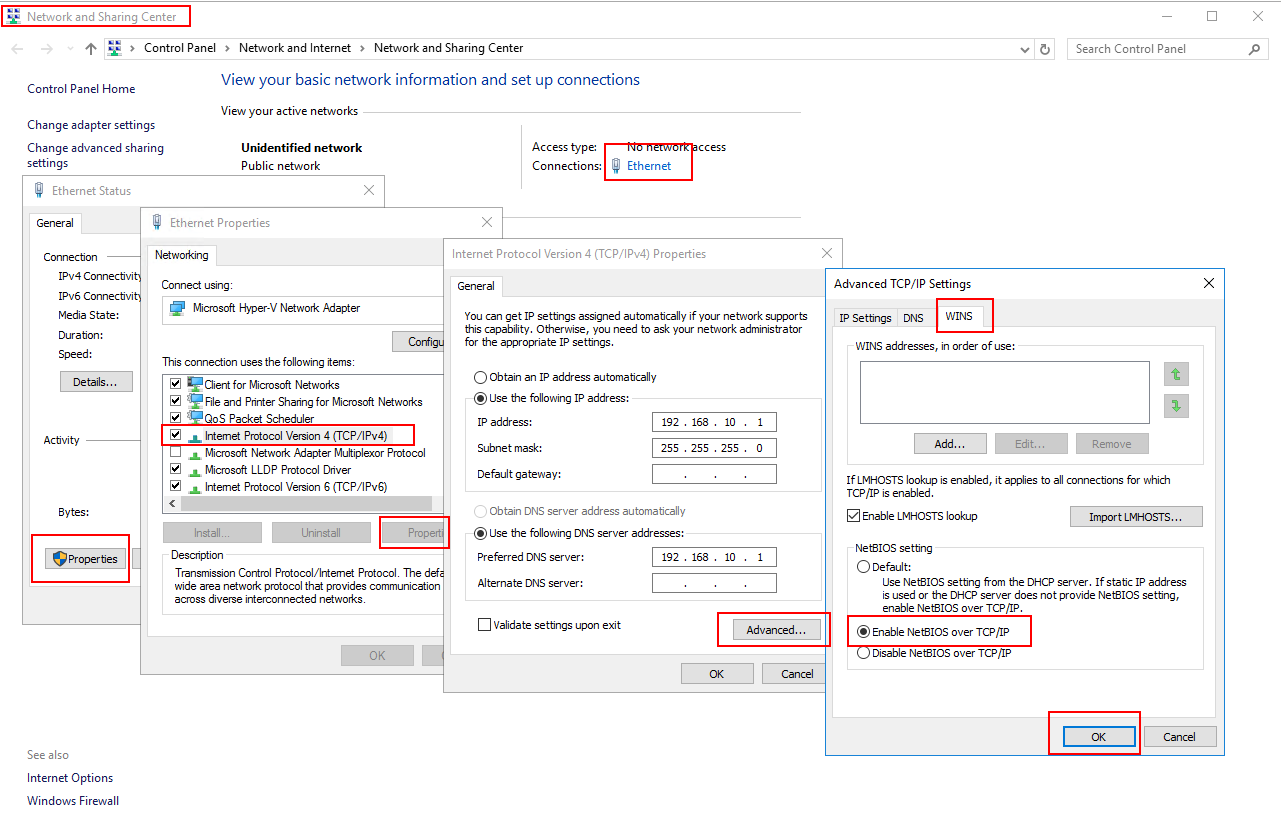 enable netbios ipv4