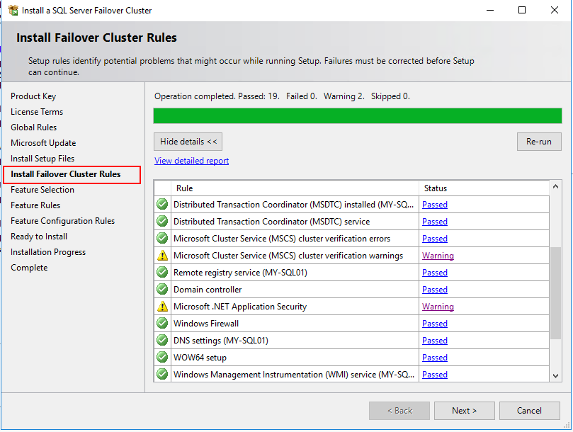 Install Failover Cluster Rules