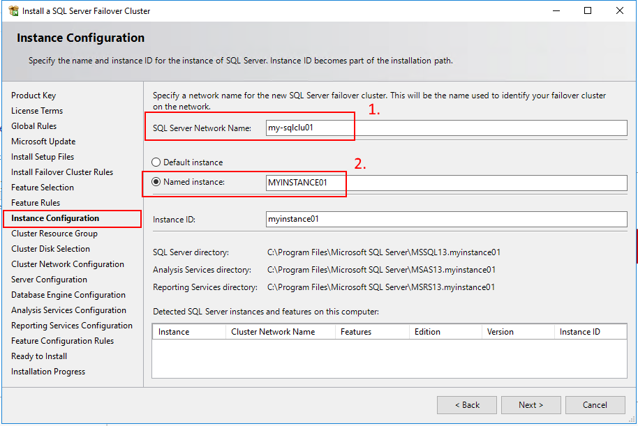 Instance configuration