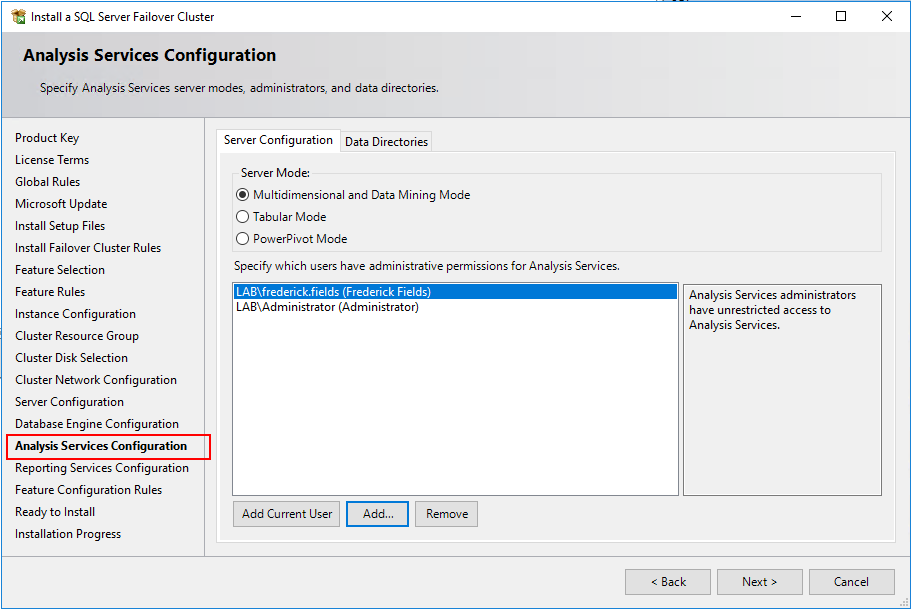 Analysis Services Configuration