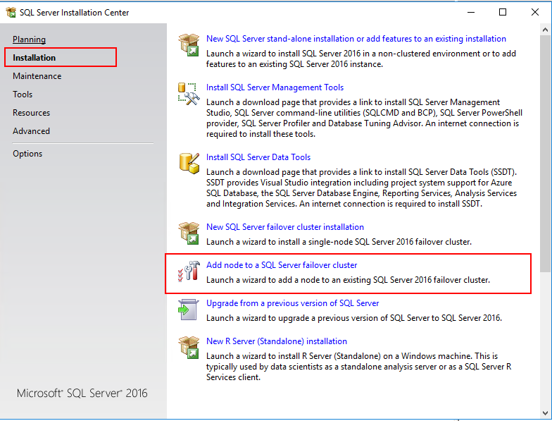 Install - Add node to SQL cluster