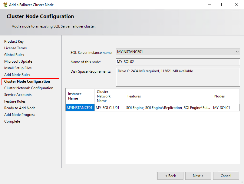 Cluster Node Configuration