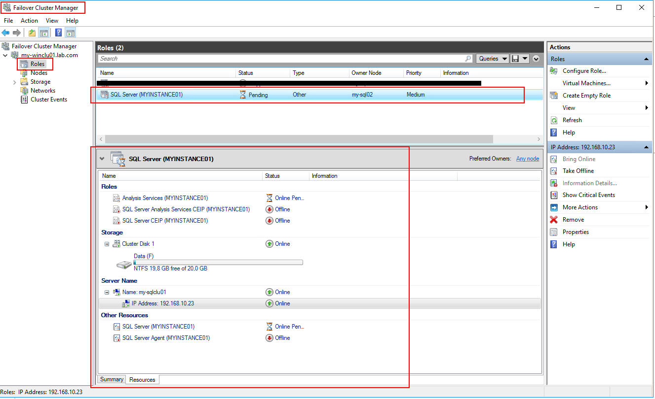 test cluster offline