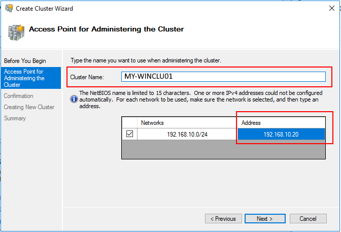 cluster name and IP