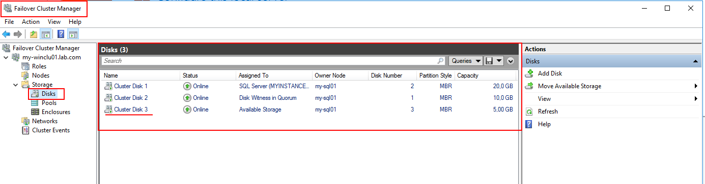 Disk added to cluster