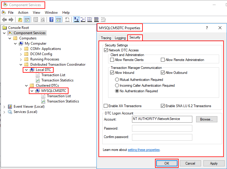 configure MSDTC