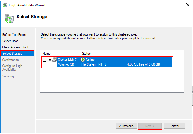 cluster disk select