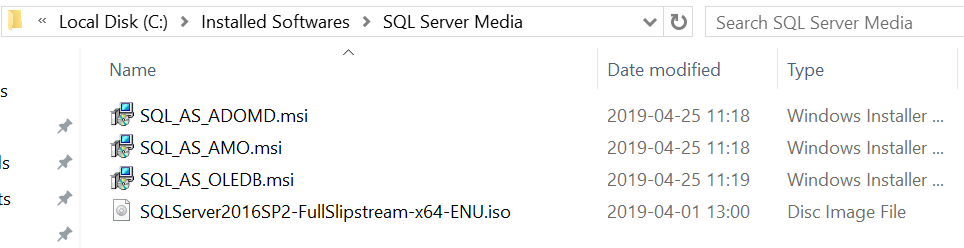 SQL misc installation media