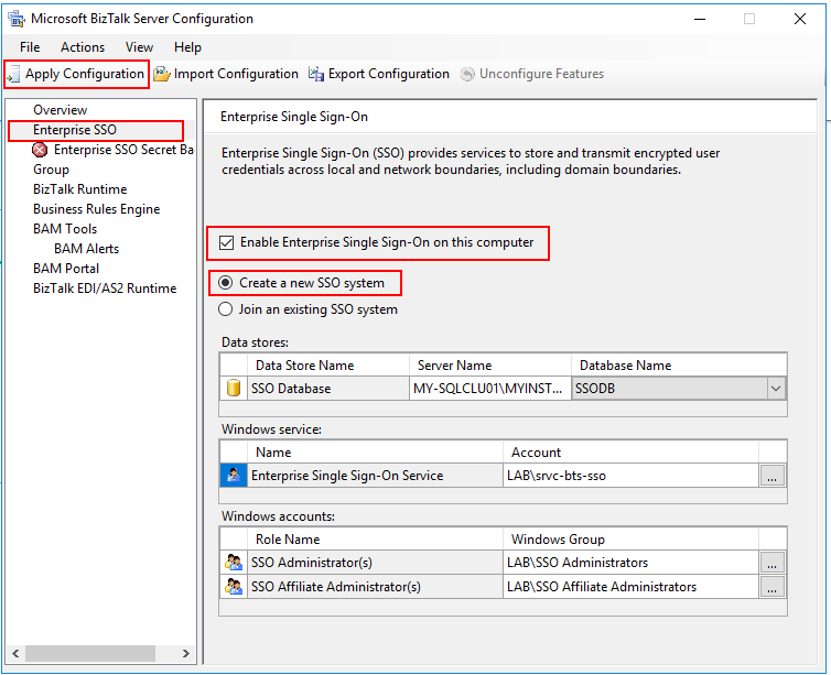 SSO configurations