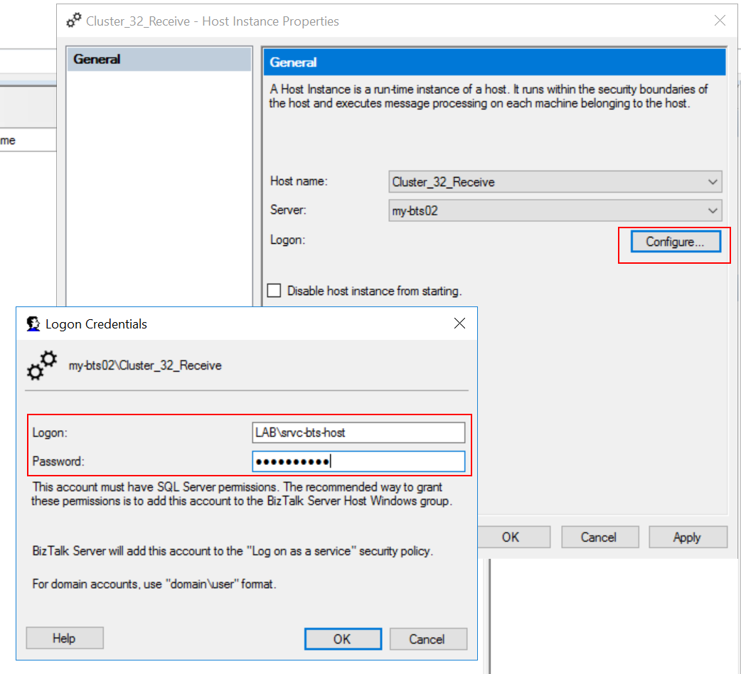 Host instances properties