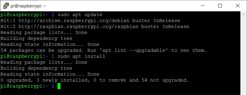 sudo apt update and install